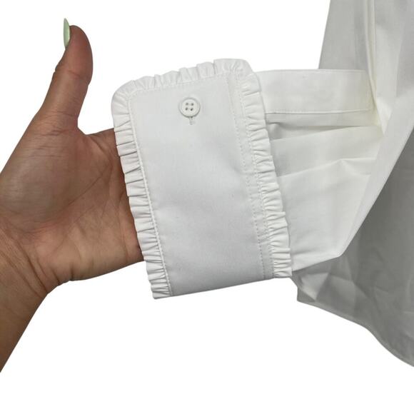 LAFAYETTE 148 NEW YORK Blouse White Button Stretch Collared Size XXL NEW - Picture 5 of 14